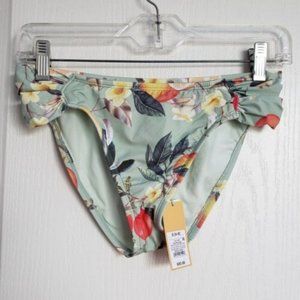 Kona Sol Women's Floral Double Tab Medium Coverage Hipster Bikini Bottom SZ S